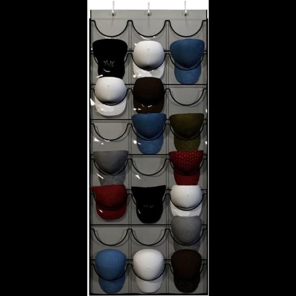 24 Pocket Over-The-Door Cap Organizer with Clear Deep Pockets to Protect - Picture 1 of 5